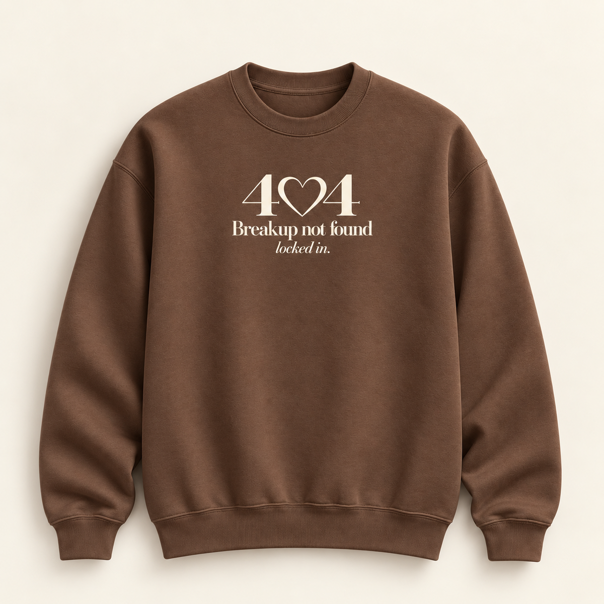 Lumiera 404 Breakup Not Found chestnut crewneck front view
