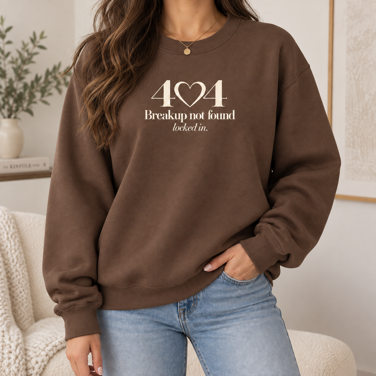 Lumiera 404 Breakup Not Found chestnut crewneck standing model