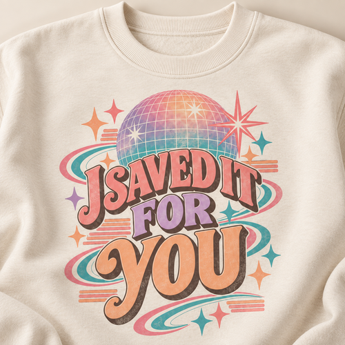 Lumiera I Saved It For You Sandshell crewneck standing model